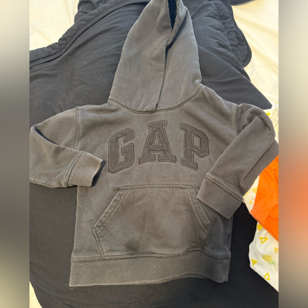 GAP Black Hooded Pullover with Raised Logo
